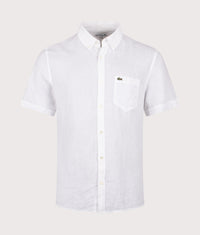 Short Sleeve Linen Shirt: 001 White 