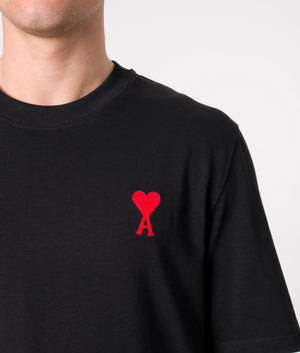 Contrast-Ami-De-Coeur-Logo-T-Shirt-Black/Red-AMI-EQVVS