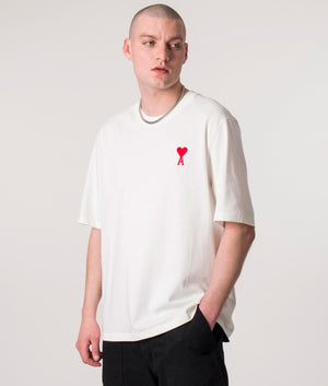 Contrast-Ami-De-Coeur-Logo-T-Shirt-Natural-White/Red-AMI-EQVVS