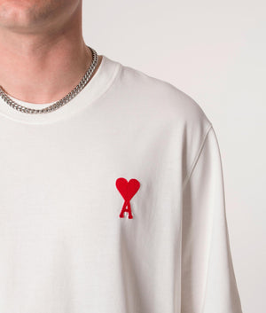 Contrast-Ami-De-Coeur-Logo-T-Shirt-Natural-White/Red-AMI-EQVVS