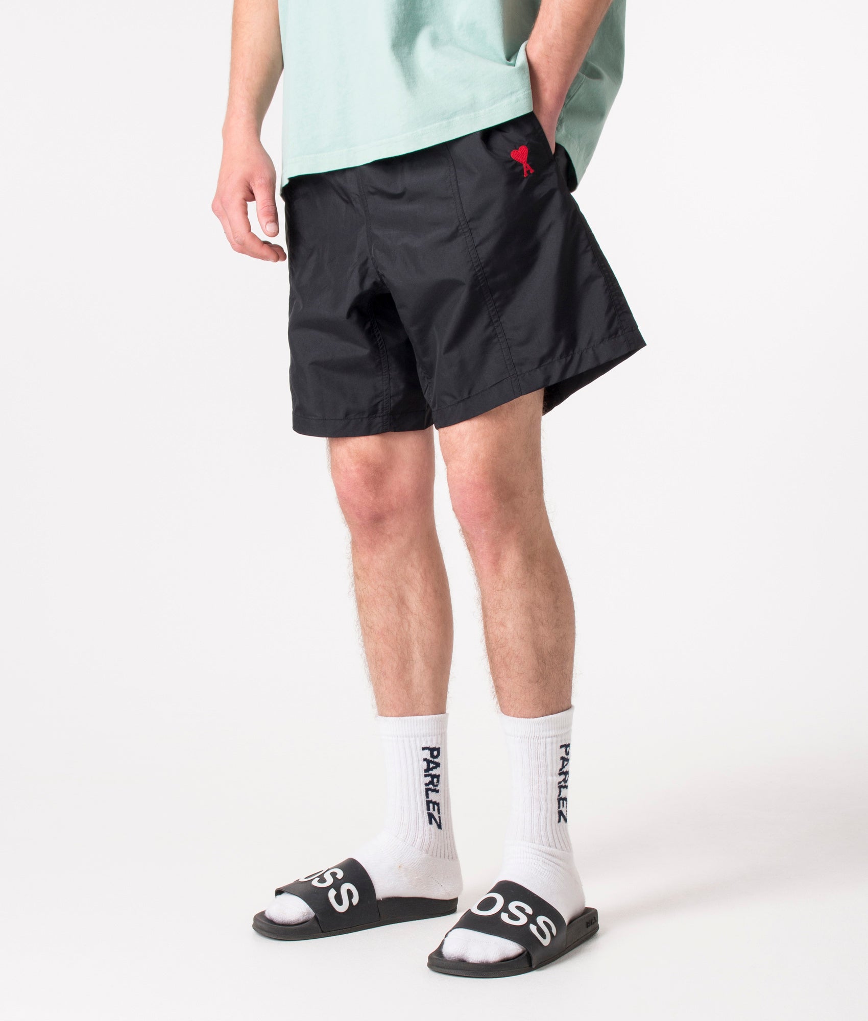 Regular-Fit-Nylon-Swim-Shorts-Black-AMI-EQVVS