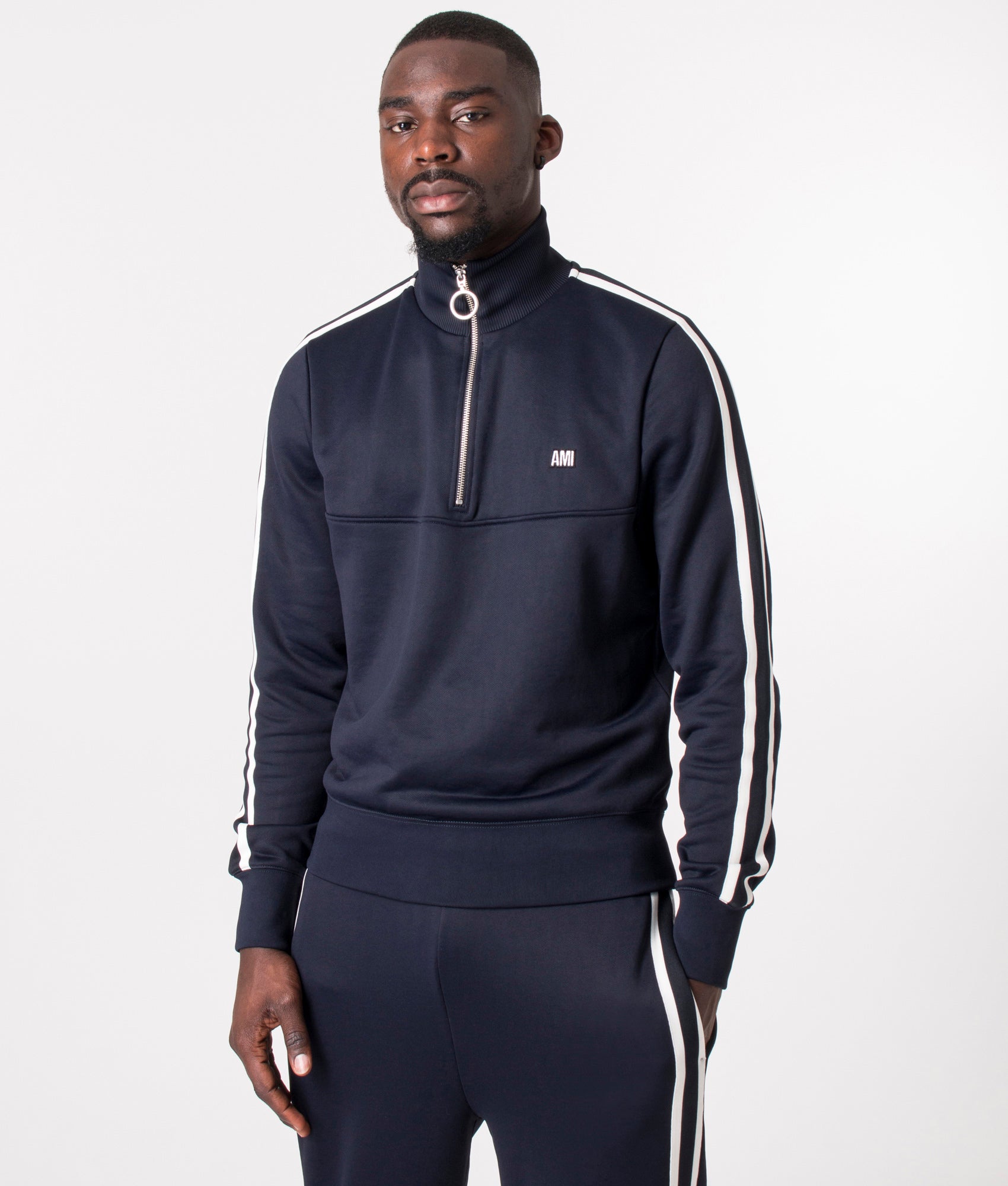 Quarter-Zip-Fly-Track-Top-Nautic-Blue-AMI-EQVVS