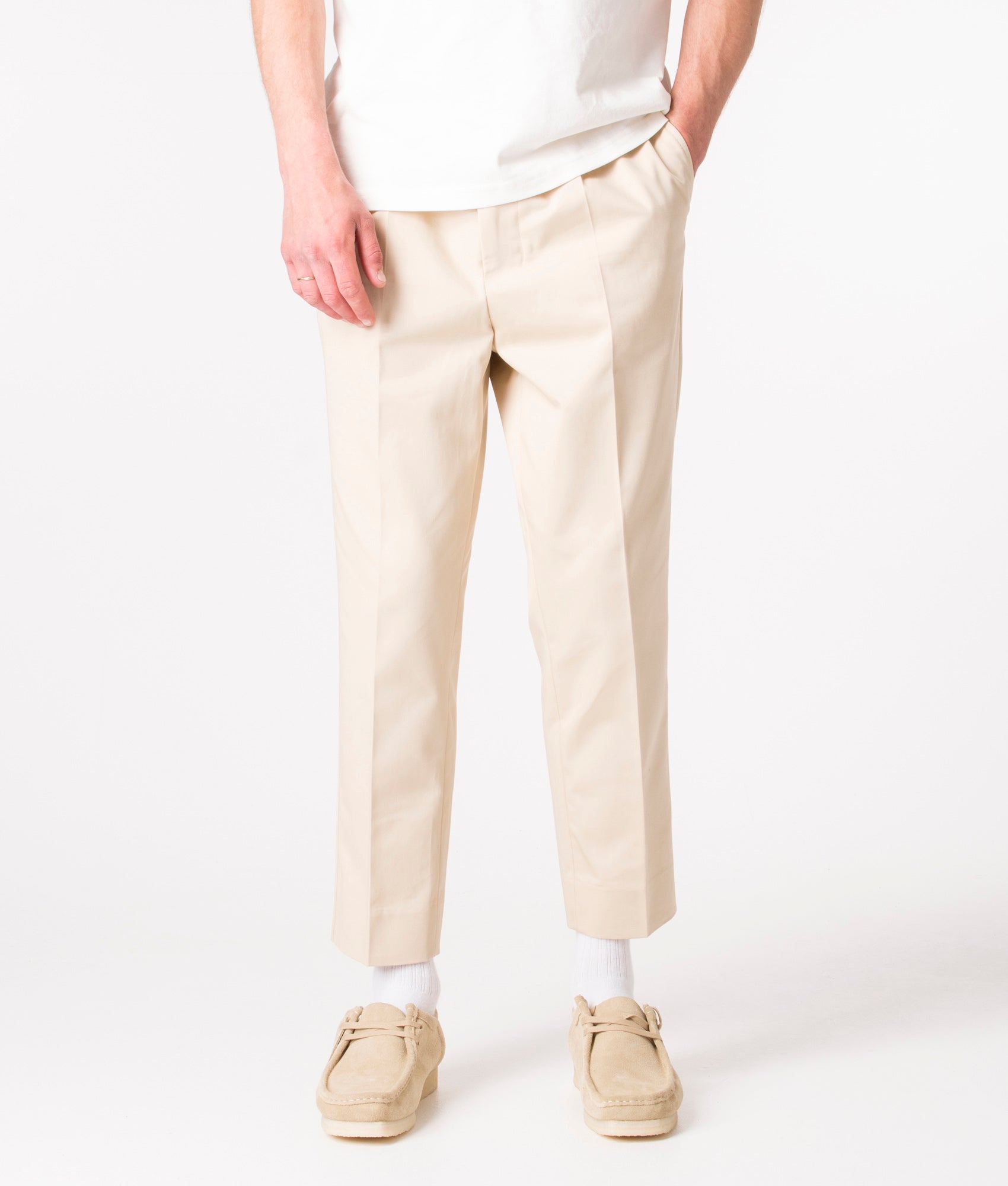 Regular-Fit-Elasticated-Waist-Gabardine-Trousers-Vanille-AMI-EQVVS
