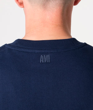 Oversized AMI Paris Crewneck Sweatshirt Nautic Blue | AMI