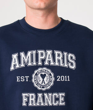 Oversized-AMI-Paris-Crewneck-Sweatshirt-Nautic-Blue-AMI-EQVVS