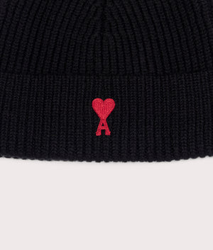 Red-Ami-De-Couer-Beanie-Black-AMI-EQVVS