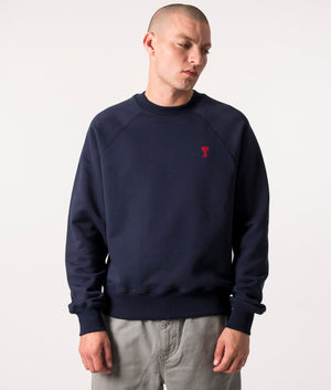 Red-Ami-De-Coeur-Sweatshirt-Night-Blue-AMI-EQVVS
