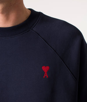 Red-Ami-De-Coeur-Sweatshirt-Night-Blue-AMI-EQVVS