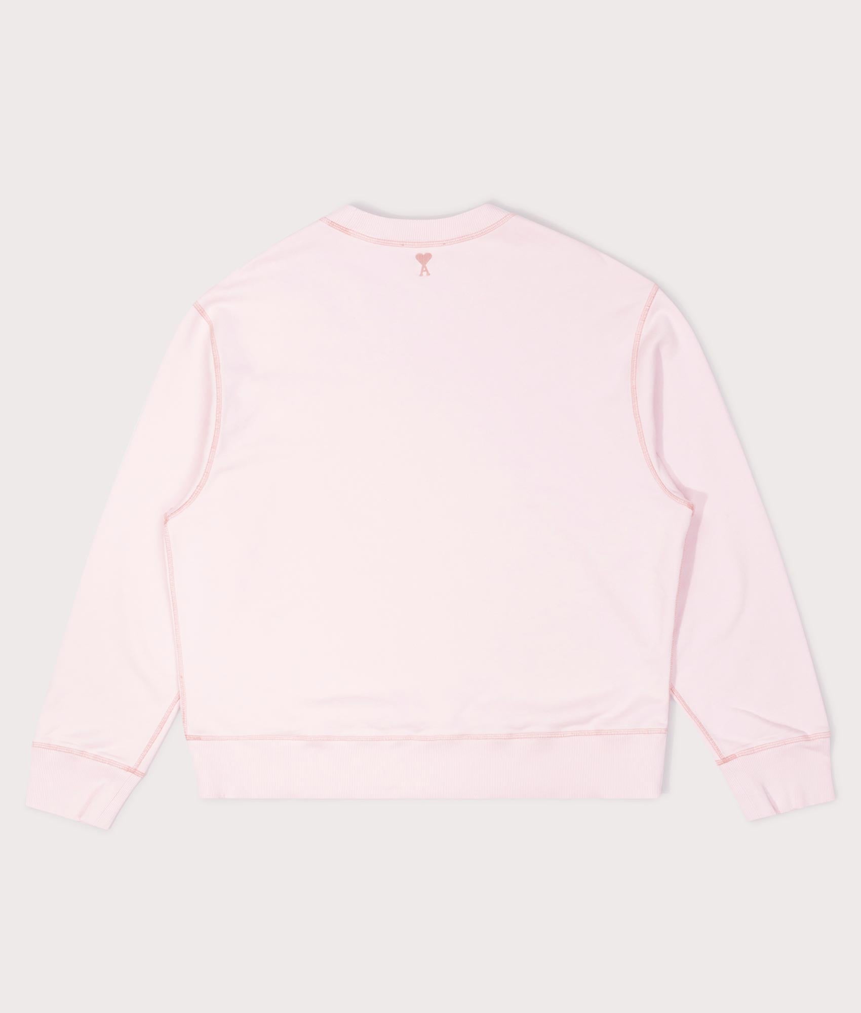 Ami Fade out Sweat shirt in Powder Pink at EQVVS Menswear. Back shot.
