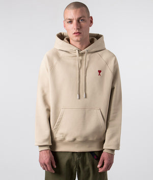 Relaxed-Fit-Red-Ami-De-Coeur-Hoodie-Champagne-AMI-EQVVS