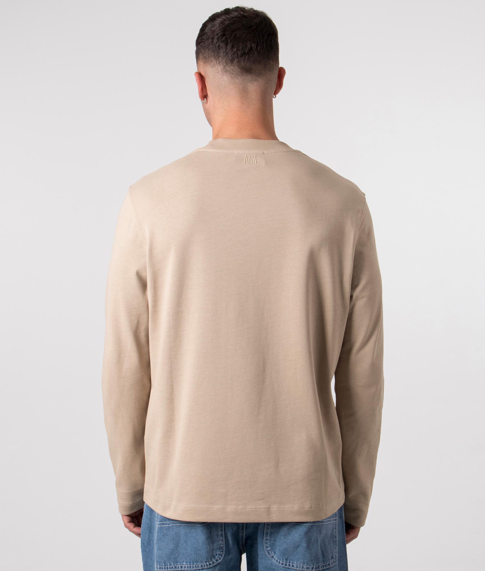 Relaxed-Fit-Long-Sleeve-Ami-De-Couer-T-Shirt-Champagne-AMI-EQVVS
