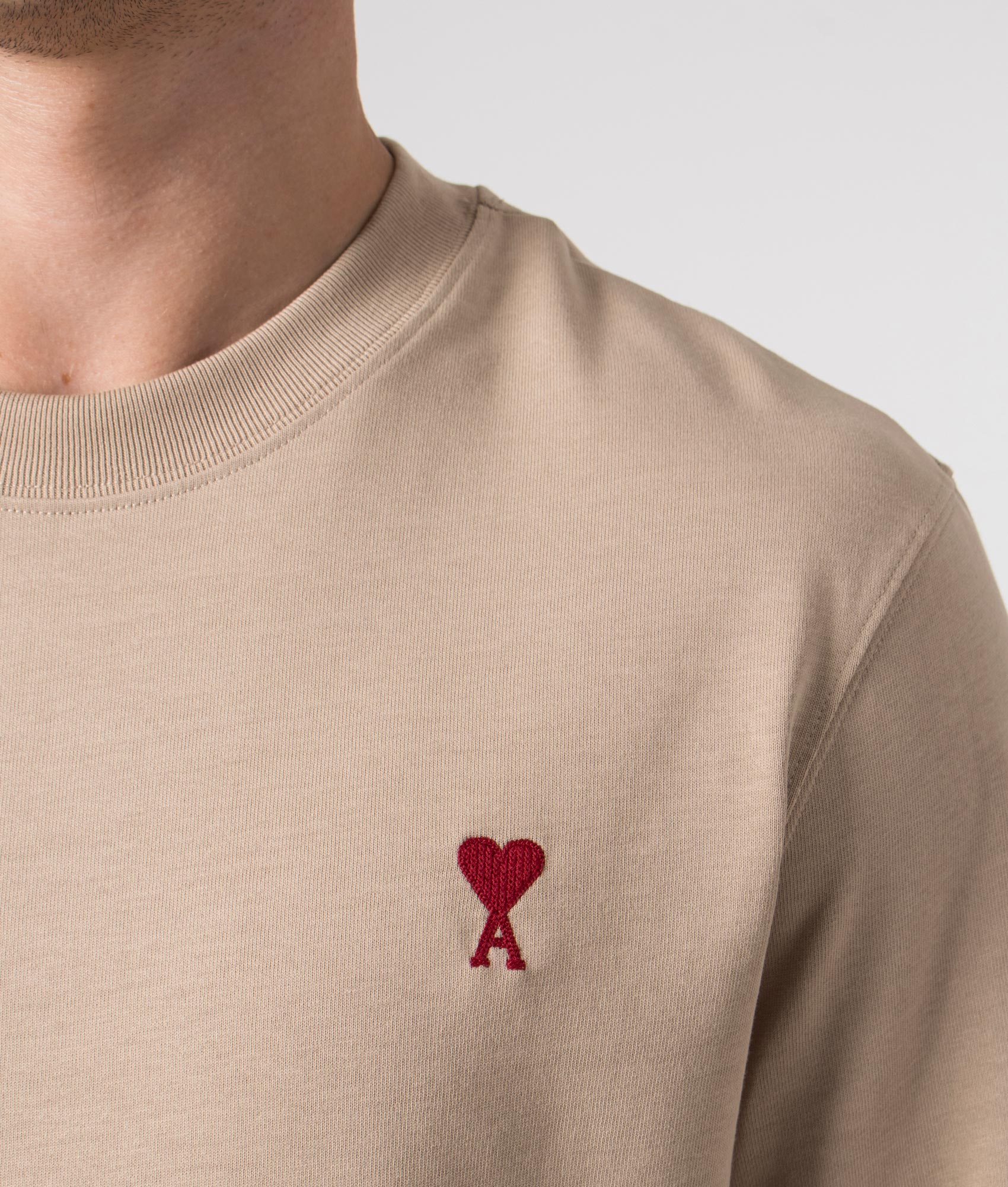 Relaxed-Fit-Long-Sleeve-Ami-De-Couer-T-Shirt-Champagne-AMI-EQVVS