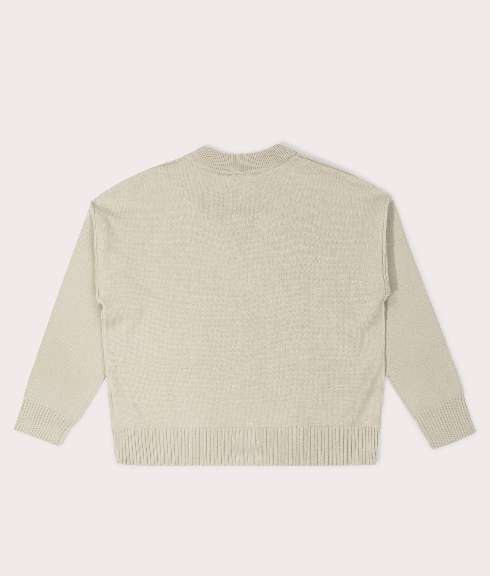 Ami De Coeur Off White Cardigan in Sage/Ecru at EQVVS Menswear. Back shot.