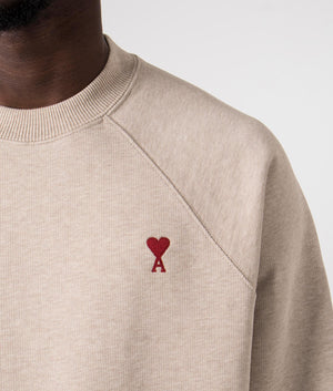 Ami De Coeur Loopback Sweatshirt in Heather Light Beige. EQVVS Detail Shot.