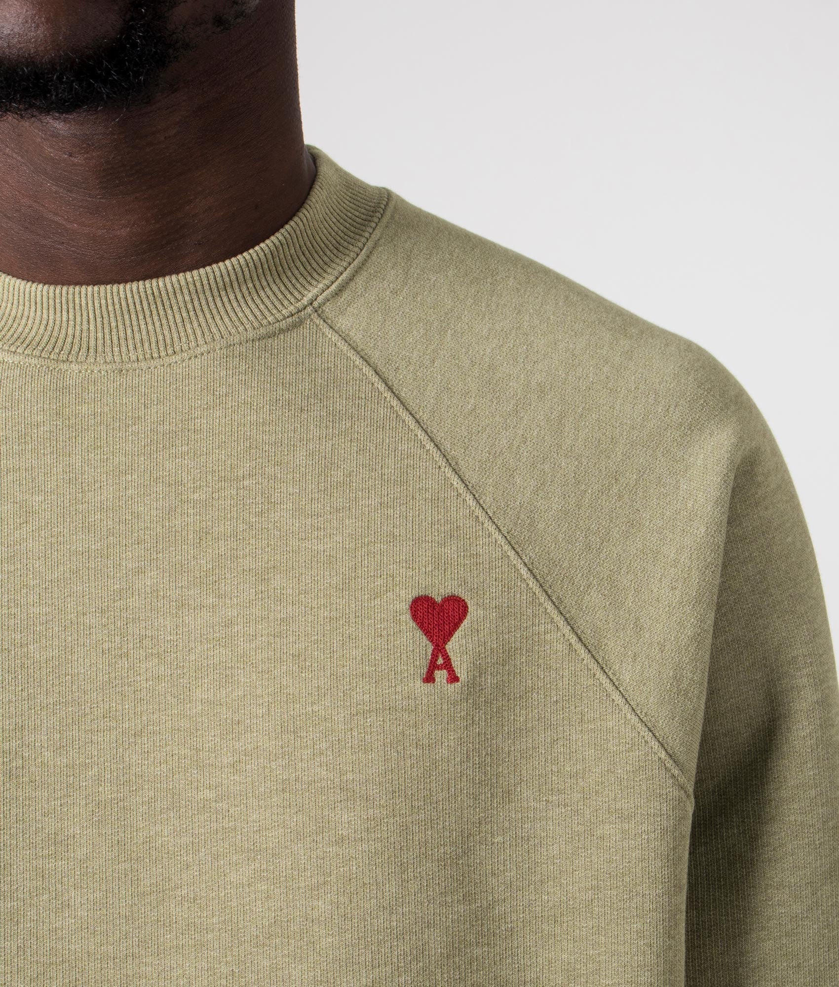 Ami De Coeur Loopback Sweatshirt in Heather Sage. EQVVS Detail Shot.