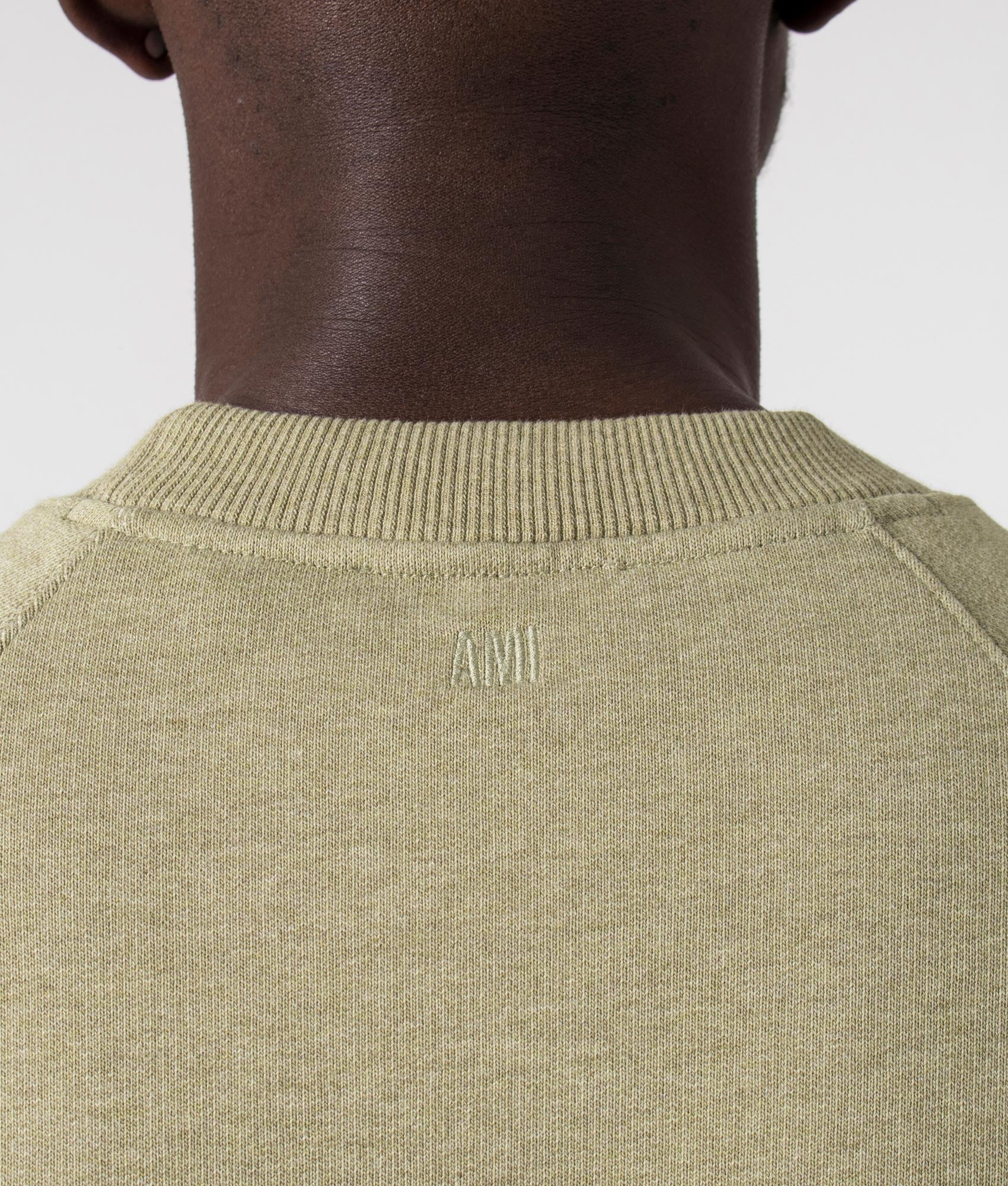 Ami De Coeur Loopback Sweatshirt in Heather Sage. EQVVS Detail Shot.
