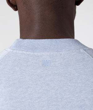 Ami De Coeur Loopback Sweatshirt in Heather Cashmere Blue by Ami. EQVVS Detail Shot.