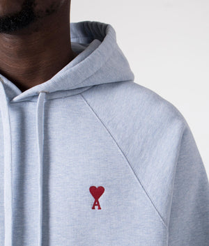 Ami De Coeur Loopback Hoodie in Heather Cashmere Blue by Ami. EQVVS Detail Shot.