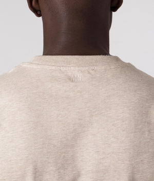 Ami De Coeur T-Shirt in Heather Light Beige by Ami. EQVVS Detail Shot.