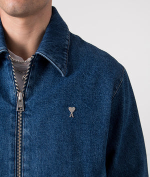 Ami De Coeur Zip Through Jacket in Used Blue. EQVVS Detail Shot.