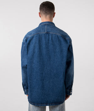 Oversized Ami De Coeur Overshirt in Used Blue. EQVVS Back Angle Shot.