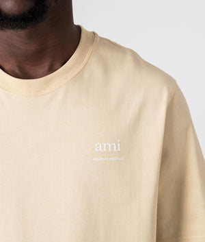 Ami De Coeur T-Shirt in Cream by Ami. EQVVS Detail Shot.