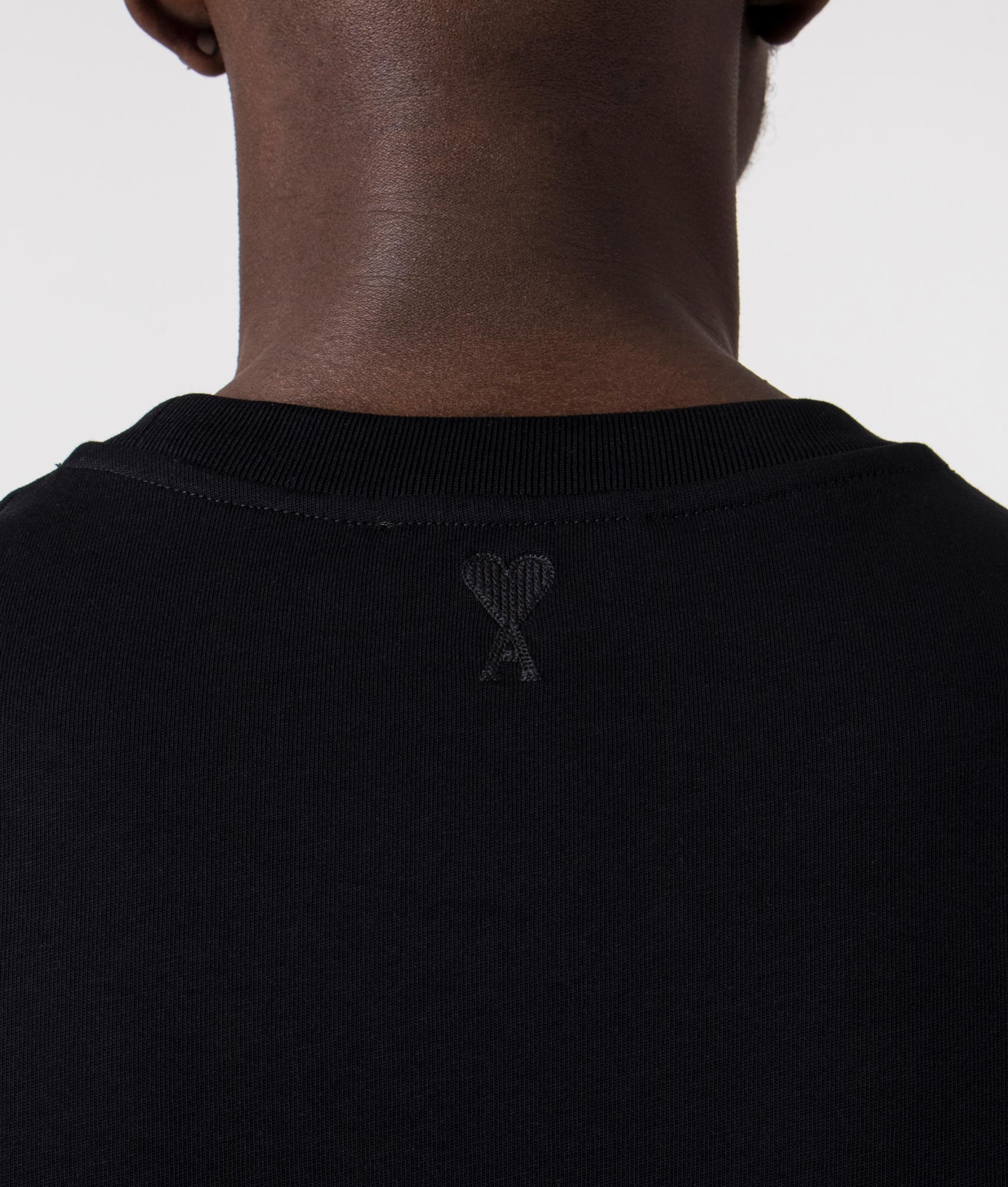 Ami T-Shirt in Black by Ami. EQVVS Detail Shot.