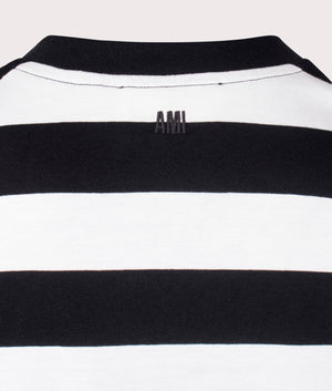 Ami De Coeur T-Shirt in Black and White Stripe by Ami. EQVVS Detail Shot.