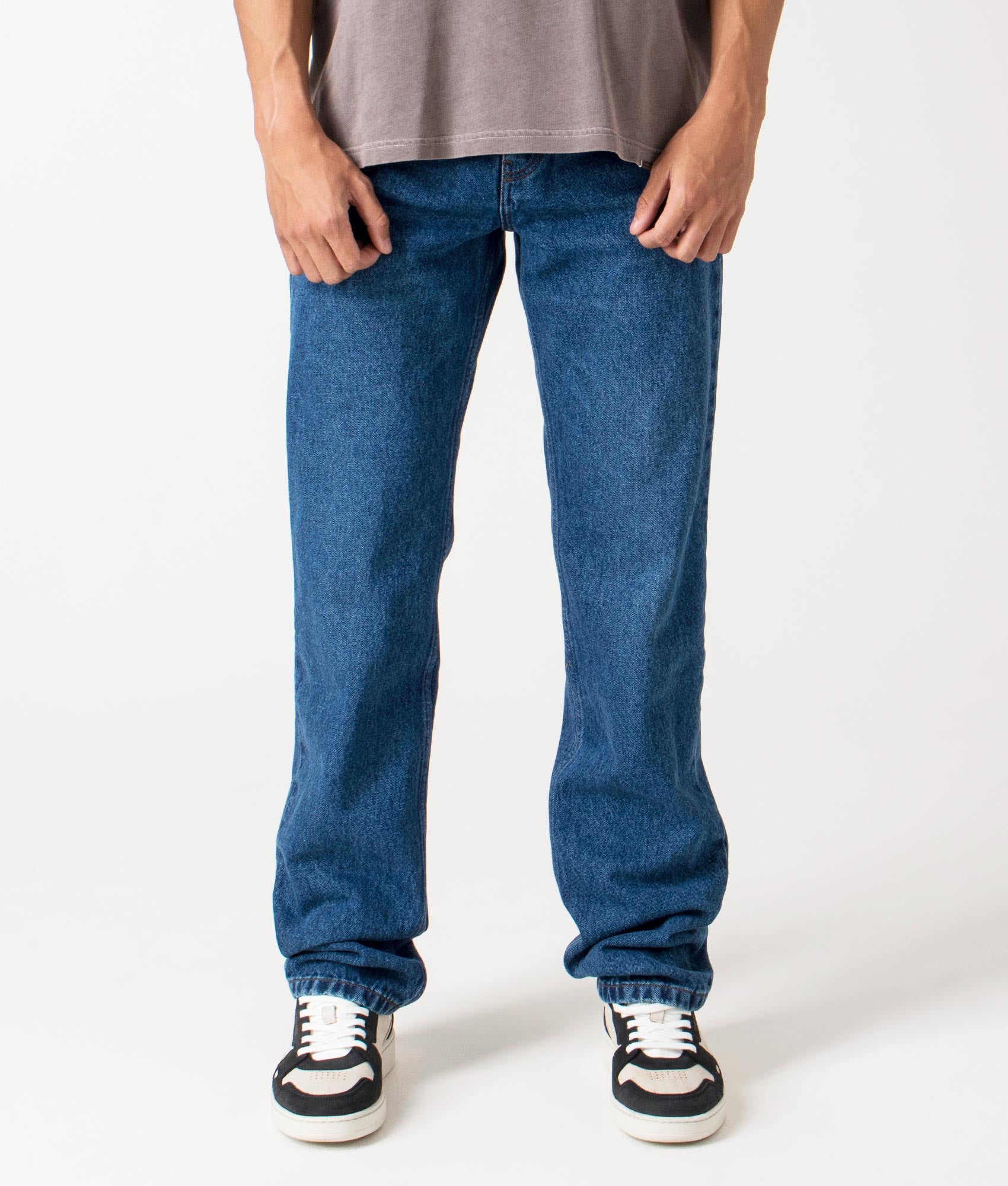 Classic Fit Jeans in Used Blue by Ami. EQVVS Menswear Front Model Shot.