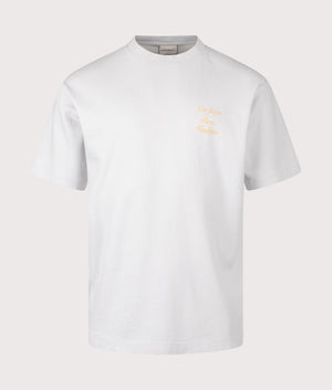 Relaxed Fit Le T-Shirt Slogan Calligraphy in Light Grey | 100% Cotton | Drôle de Monsieur | EQVVS | Front shot 