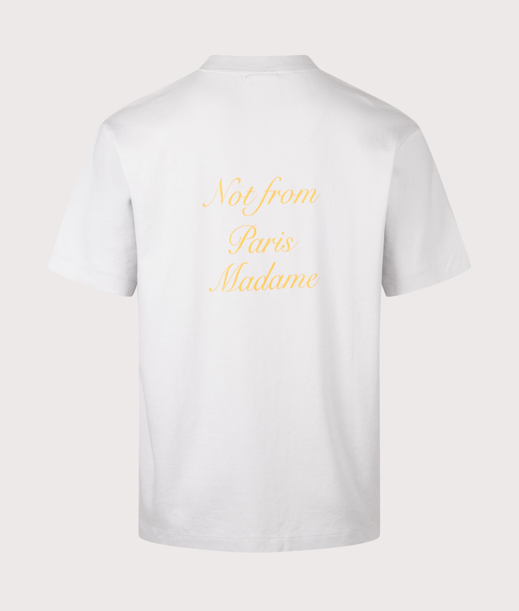 Relaxed Fit Le T-Shirt Slogan Calligraphy in Light Grey | 100% Cotton | Drôle de Monsieur | EQVVS | Back shot 