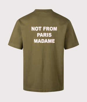 Relaxed Fit Le T-Shirt Slogan in Khaki | 100% Cotton | Drôle de Monsieur | EQVVS | Back shit 