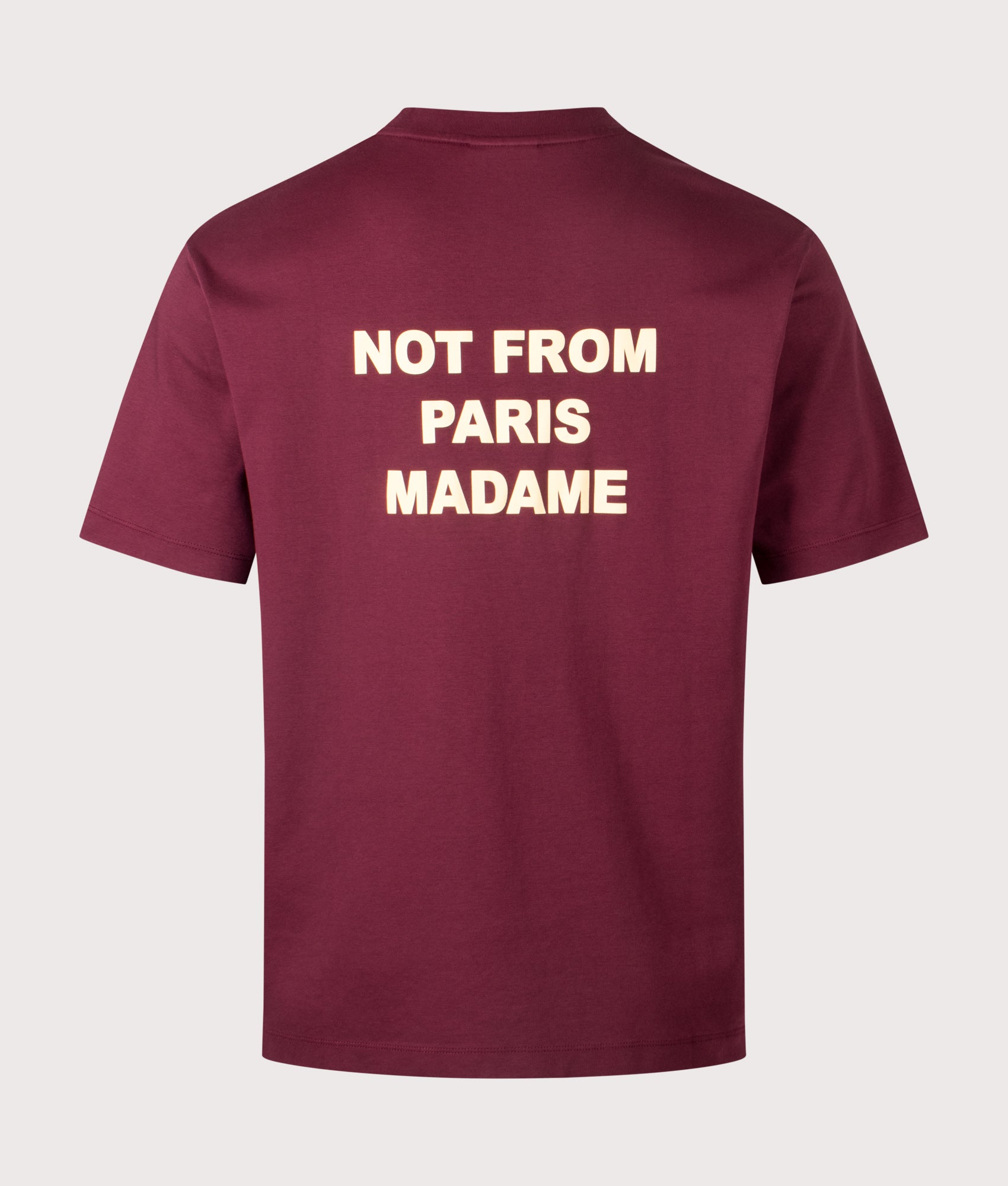 Le T-Shirt Slogan by Drôle de Monsieur in Wine. Shot by EQVVS. Back shot.