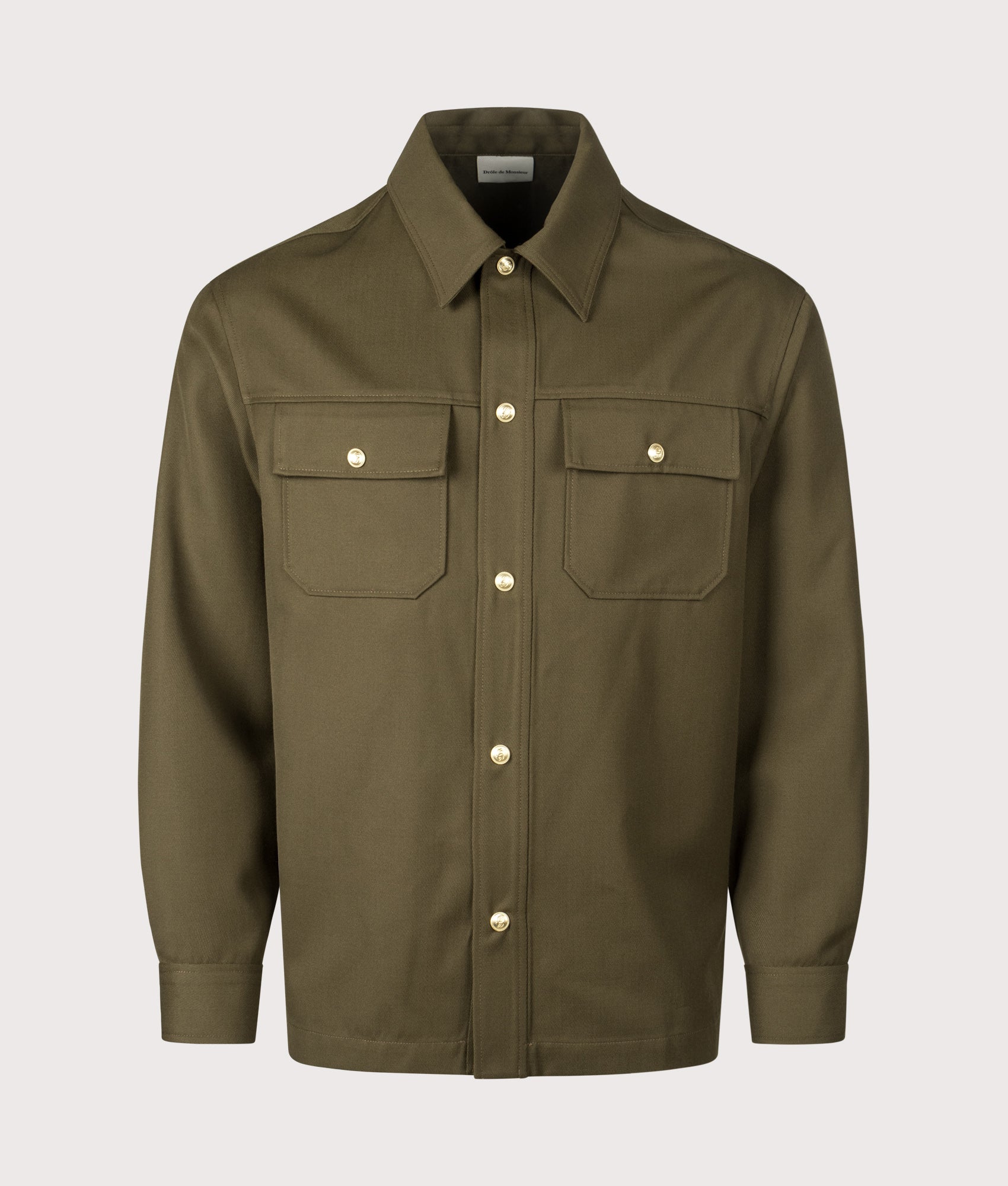 La Surchemise à Poches Overshirt in Khaki | Drôle de Monsieur | EQVVS | Front shot 