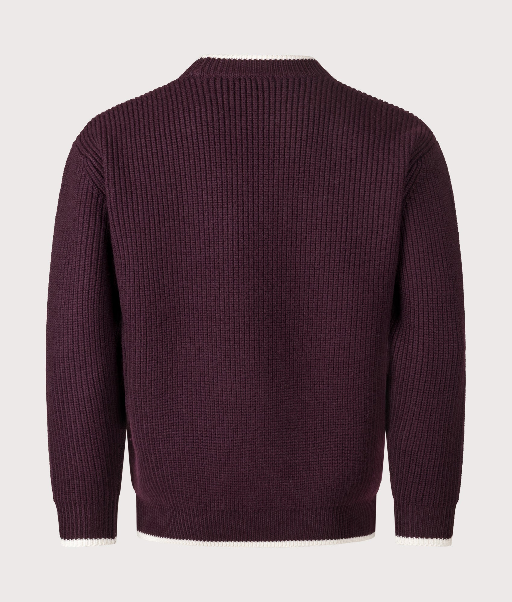 Relaxed Fit La Maille Slogan Knit in Wine | 100% Merino Wool | Drôle de Monsieur | EQVVS | Back shot 