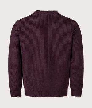 Relaxed Fit La Maille Slogan Knit in Wine | 100% Merino Wool | Drôle de Monsieur | EQVVS | Back shot 