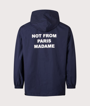 La Veste Capuche Slogan in Navy | 100% Polyester | Drôle de Monsieur | EQVVS | Back shot 