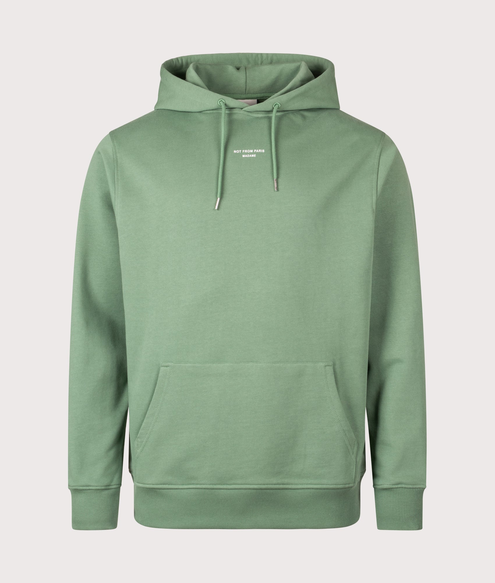 Relaxed Fit Le Hoodie Slogan Classique in Water Green | 100% Cotton | Drôle de Monsieur | EQVVS | Front shot 