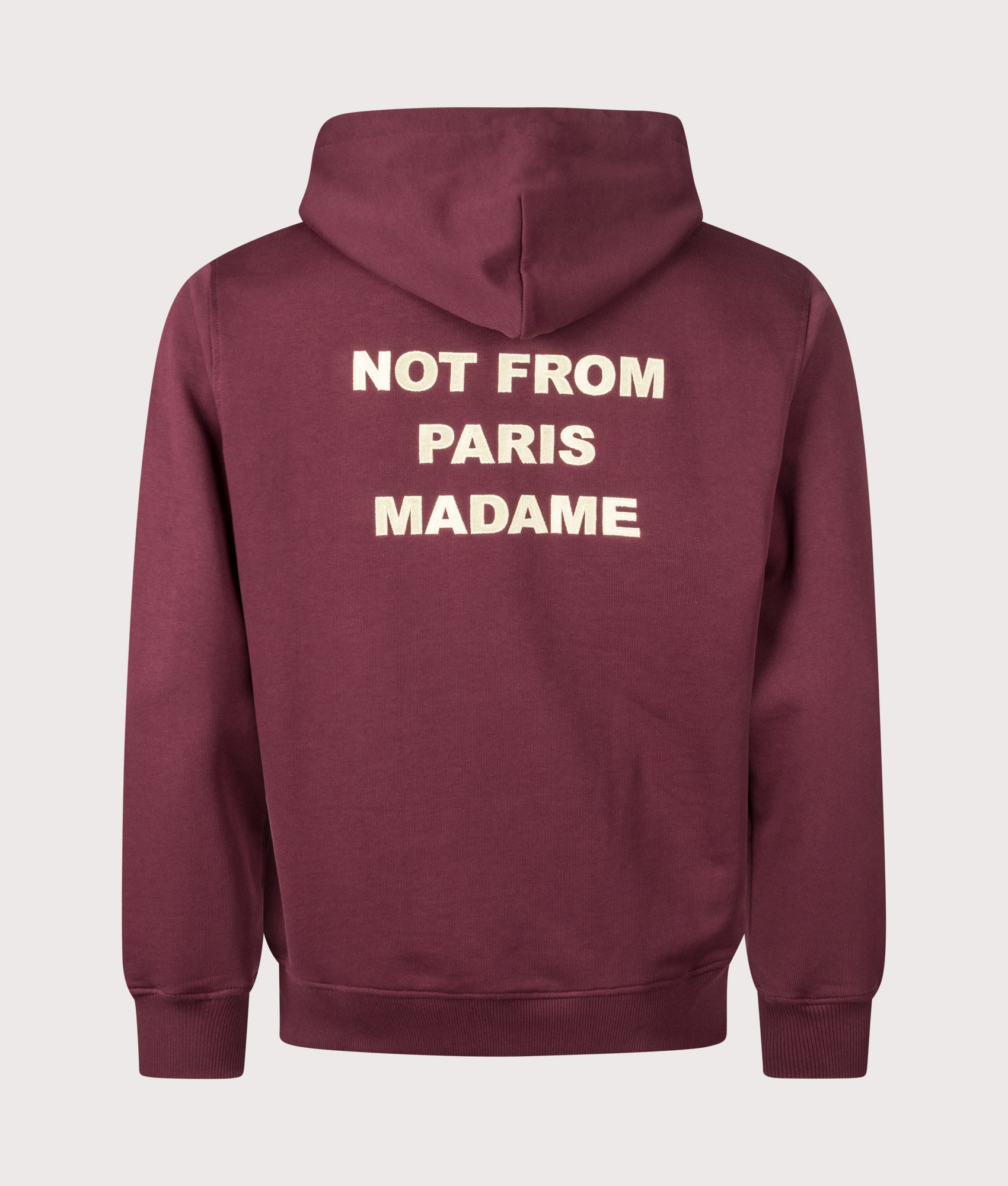 Relaxed Fit Le Hoodie Slogan in Wine | 100% Cotton | Drôle de Monsieur | EQVVS | Back shot 