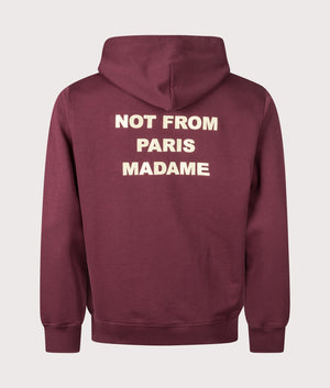 Relaxed Fit Le Hoodie Slogan in Wine | 100% Cotton | Drôle de Monsieur | EQVVS | Back shot 