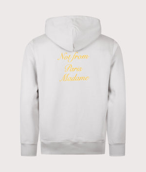Relaxed Fit Le Hoodie Slogan Calligraphy in Heather Grey | 100% Cotton | Drôle de Monsieur | EQVVS | Front shot 