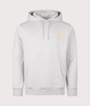 Relaxed Fit Le Hoodie Slogan Calligraphy in Heather Grey | 100% Cotton | Drôle de Monsieur | EQVVS | Front shot 