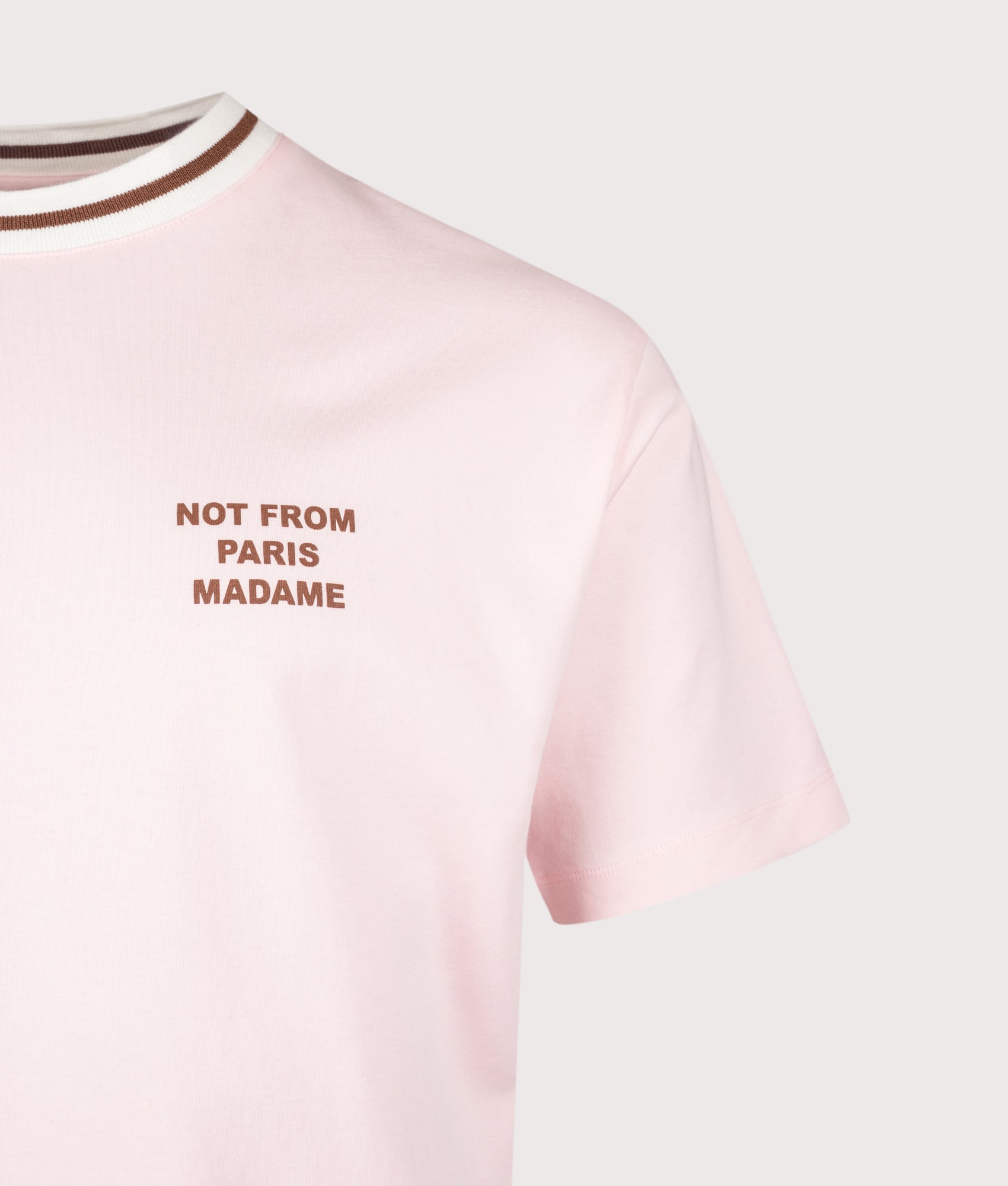 Slogan Sport T-Shirt in Light Pink by Drôle de Monsieur. Shot by EQVVS. Detail shot.