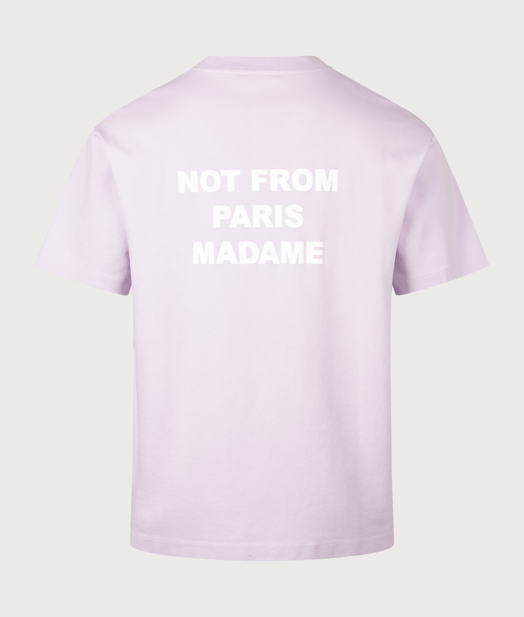 Drôle de Monsieur Relaxed Fit Slogan T-Shirt in Lavender at EQVVS Menswear. Back shot.