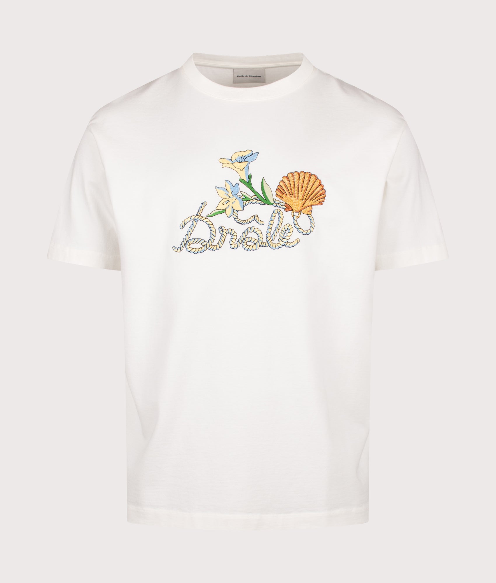 Drôle de Monsieur Drôle Shell T-Shirt in Off White at EQVVS Menswear. Front shot.