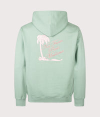 Relaxed Fit Palm Slogan Hoodie: WG Water Green 