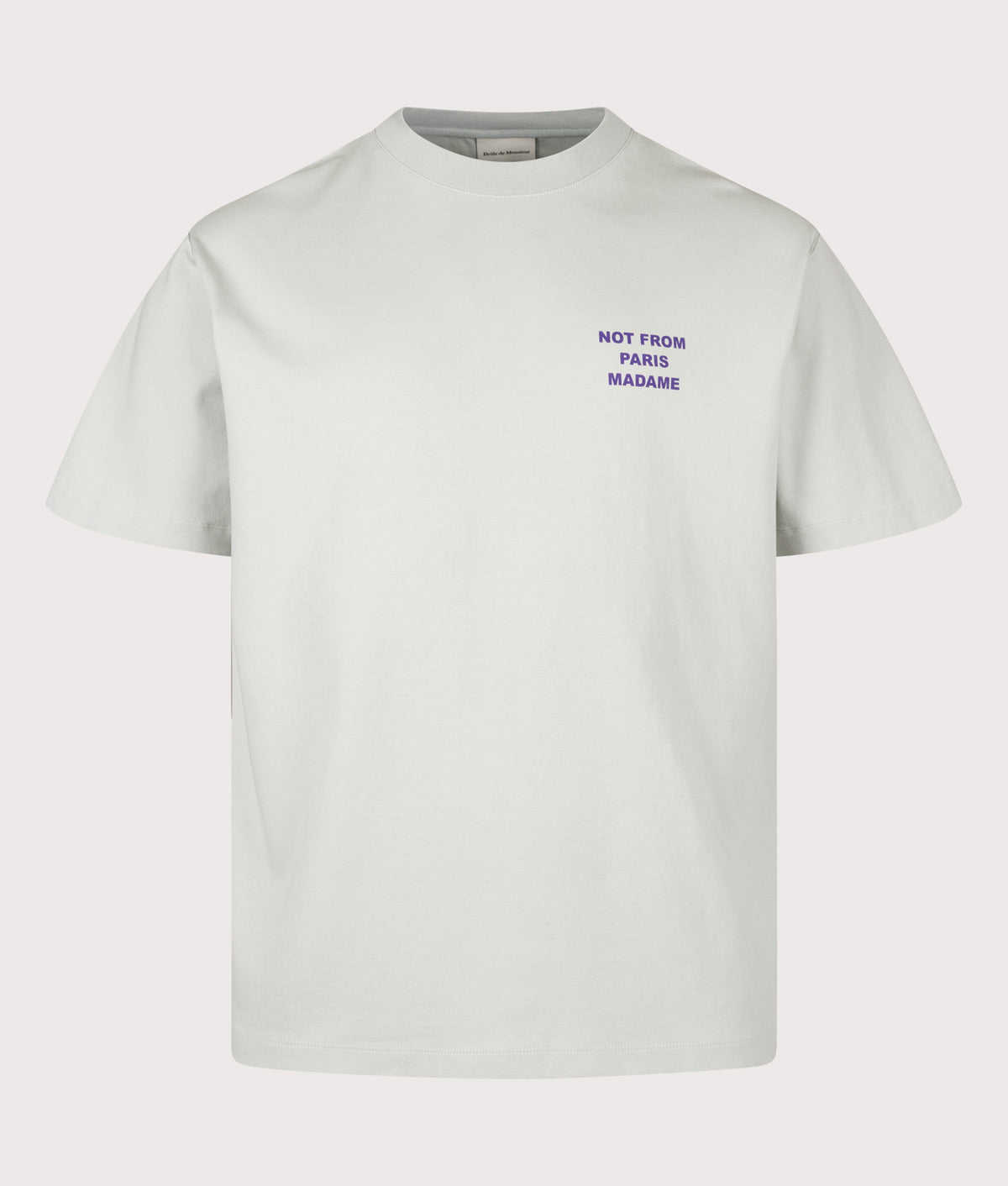 Drôle de Monsieur Regular Fit Bold Slogan T-Shirt in grey at EQVVS Menswear.