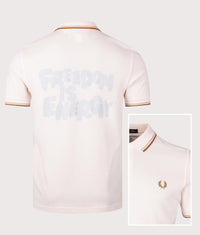 COMME des GARÇONS x Fred Perry Freedom is Energy Polo Shirt: Peach 