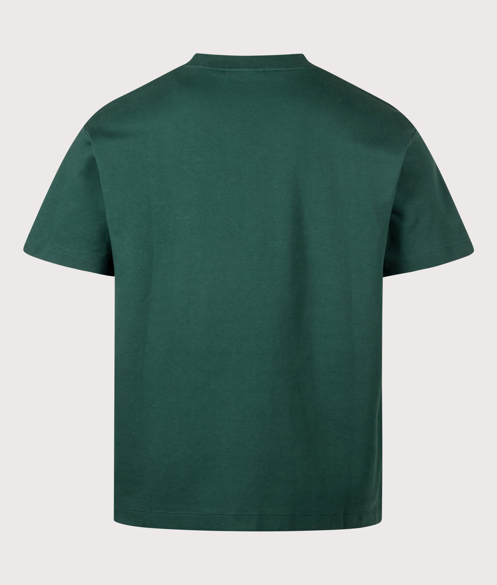 Drôle de Monsieur Relaxed Fit Classic Slogan T-shirt in Dark Green at EQVVS Menswear. Back shot.