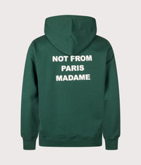 Relaxed Fit Bold Slogan Hoodie: DGN Dark Green 